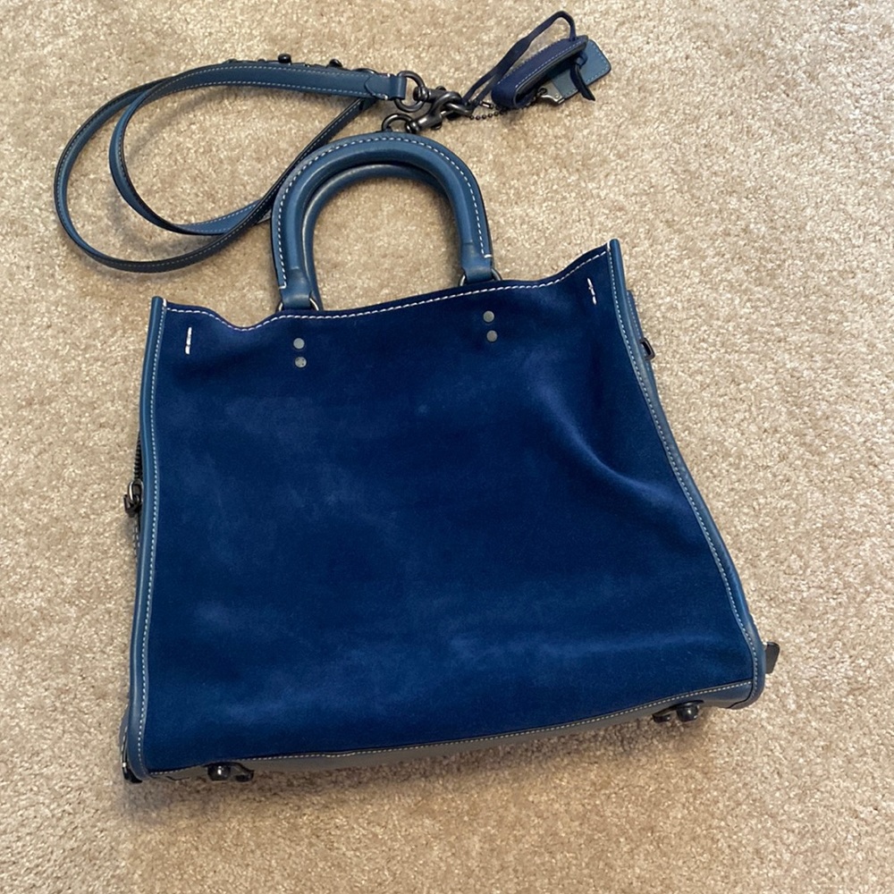 Coach Rogue 39 suede leather navy blue